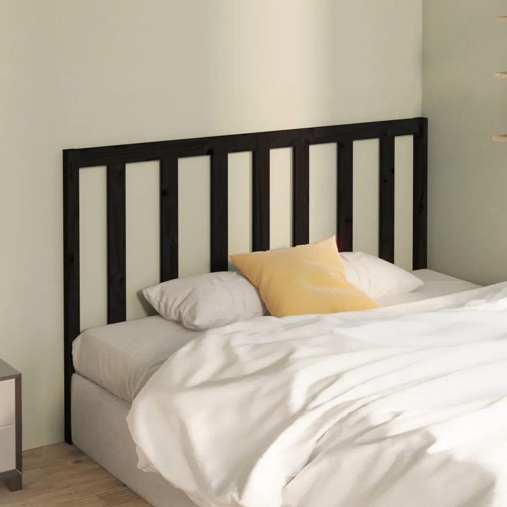 Testiera per Letto Nera 146x4x100 cm in Legno Massello di Pino 817744