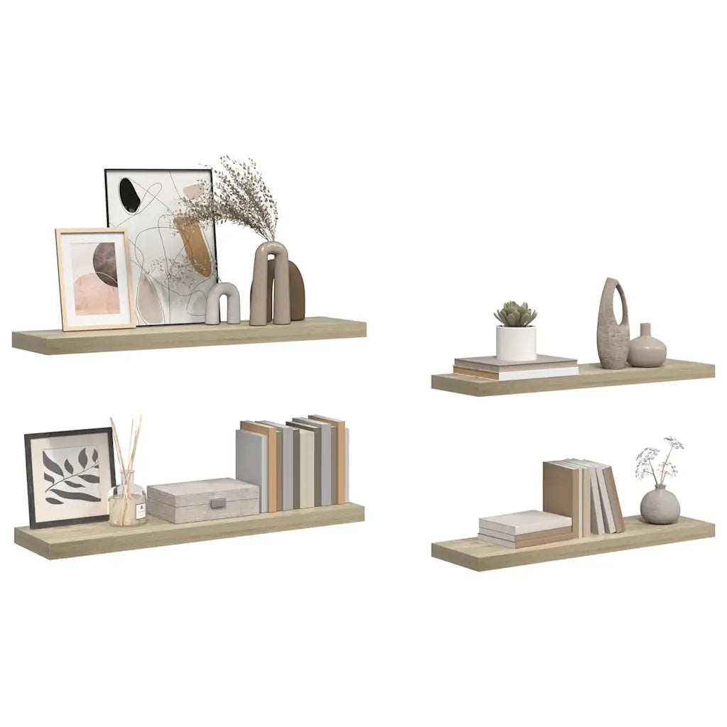 Scaffali a Parete 4 pz Rovere 90x23,5x3,8 cm in MDF 323882