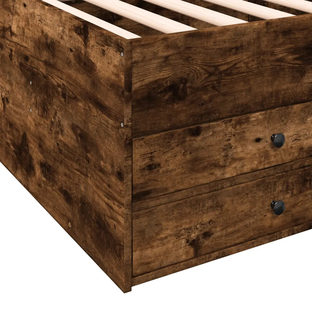 Divano Letto con Cassetti senza Materasso Rovere Fumo 90x200 cm