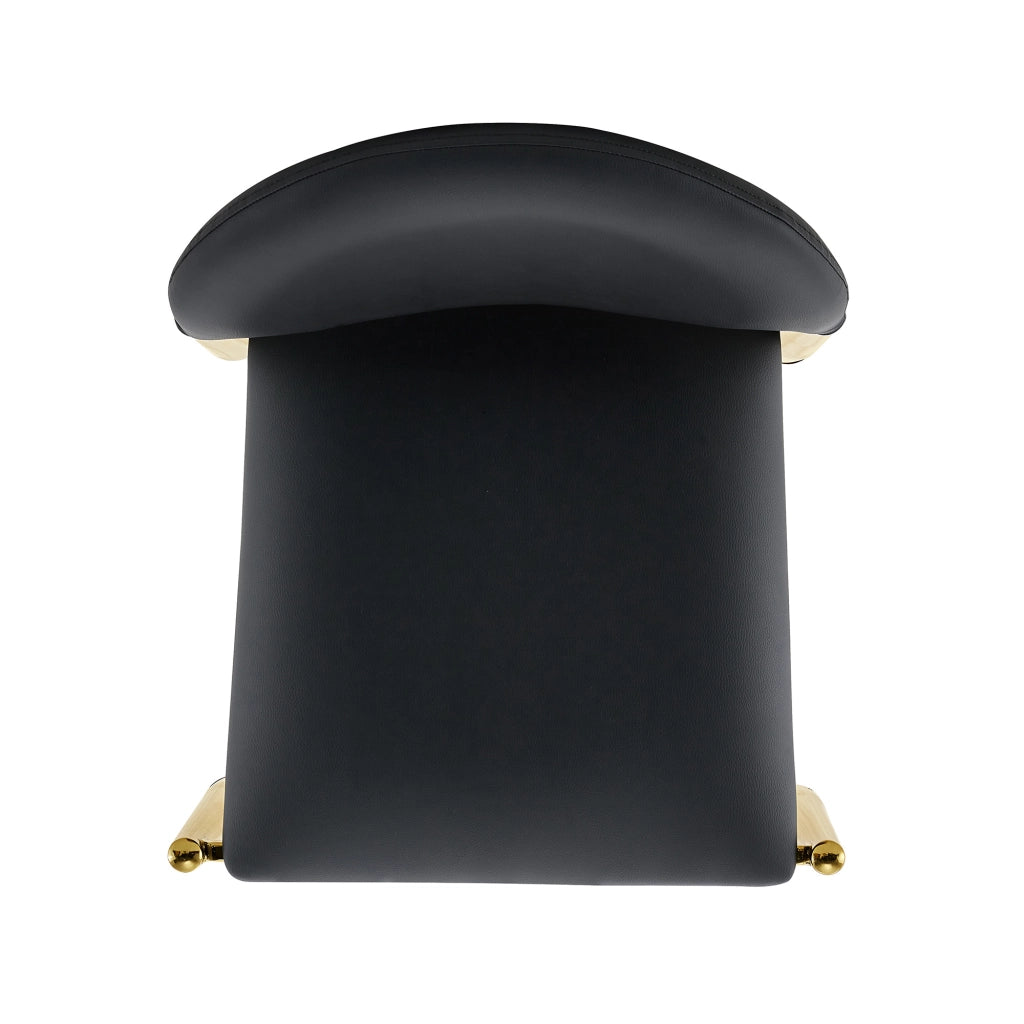Set di 2 sedie da pranzo moderne in PU nero con gambe in metallo, schienale ergonomico e struttura robusta