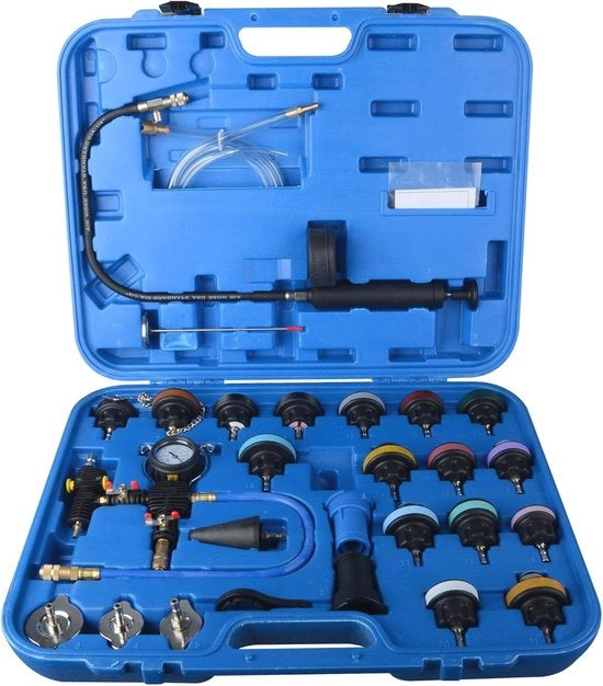 Kit di Test di Pressione Radiatore e Sistema di Raffreddamento a Vuoto Universale - 28 pezzi