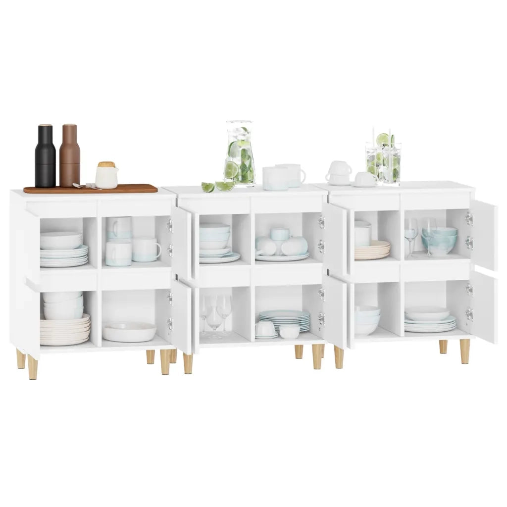 Credenze 3pz | Madia | Buffet da pranzo | Armadio da pranzo Bianche 60x35x70 cm in Legno Multistrato