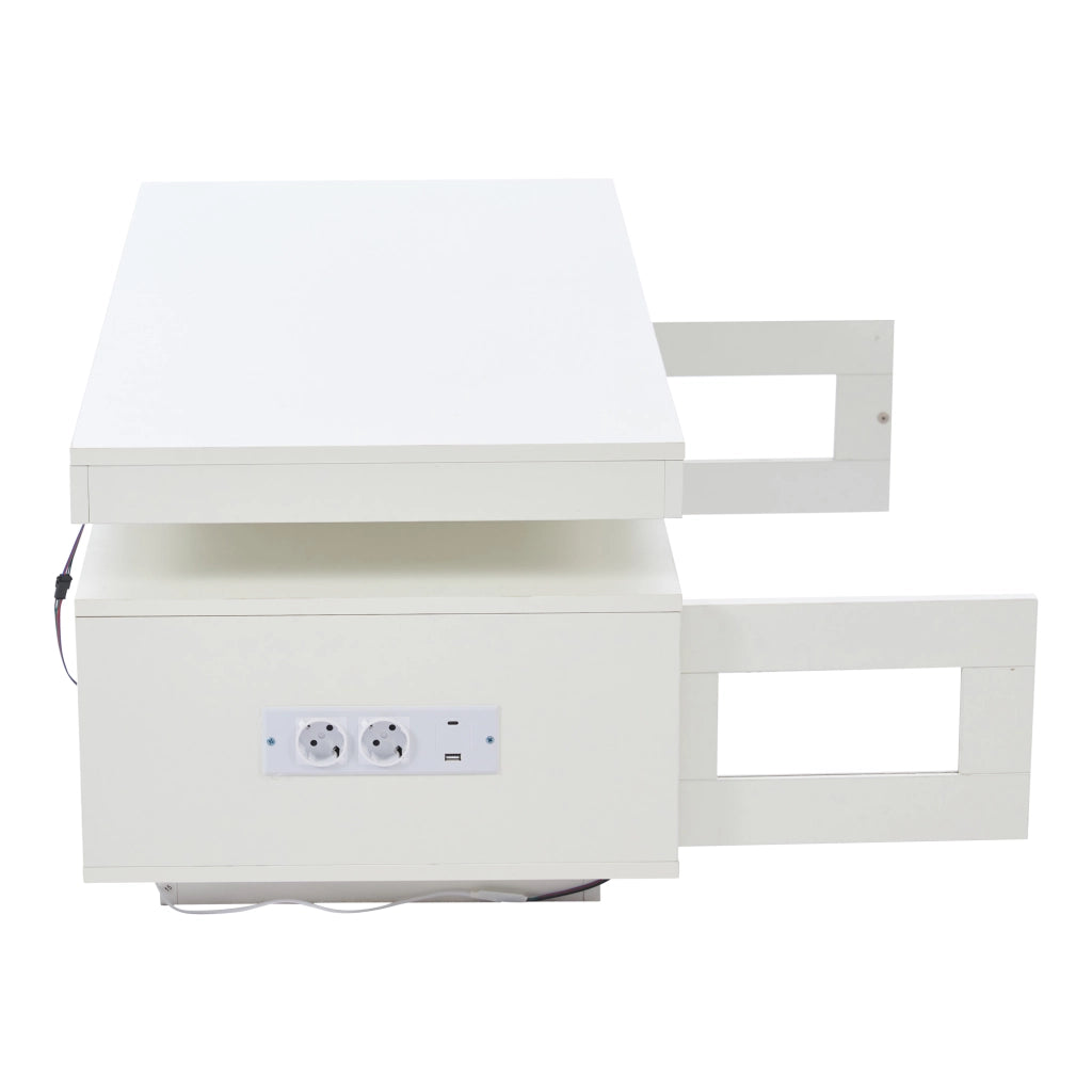 Tavolino da caffè con LED e presa USB 2 ante 2 vani portaoggetti per ufficio e soggiorno 100 × 50 × 43 cm