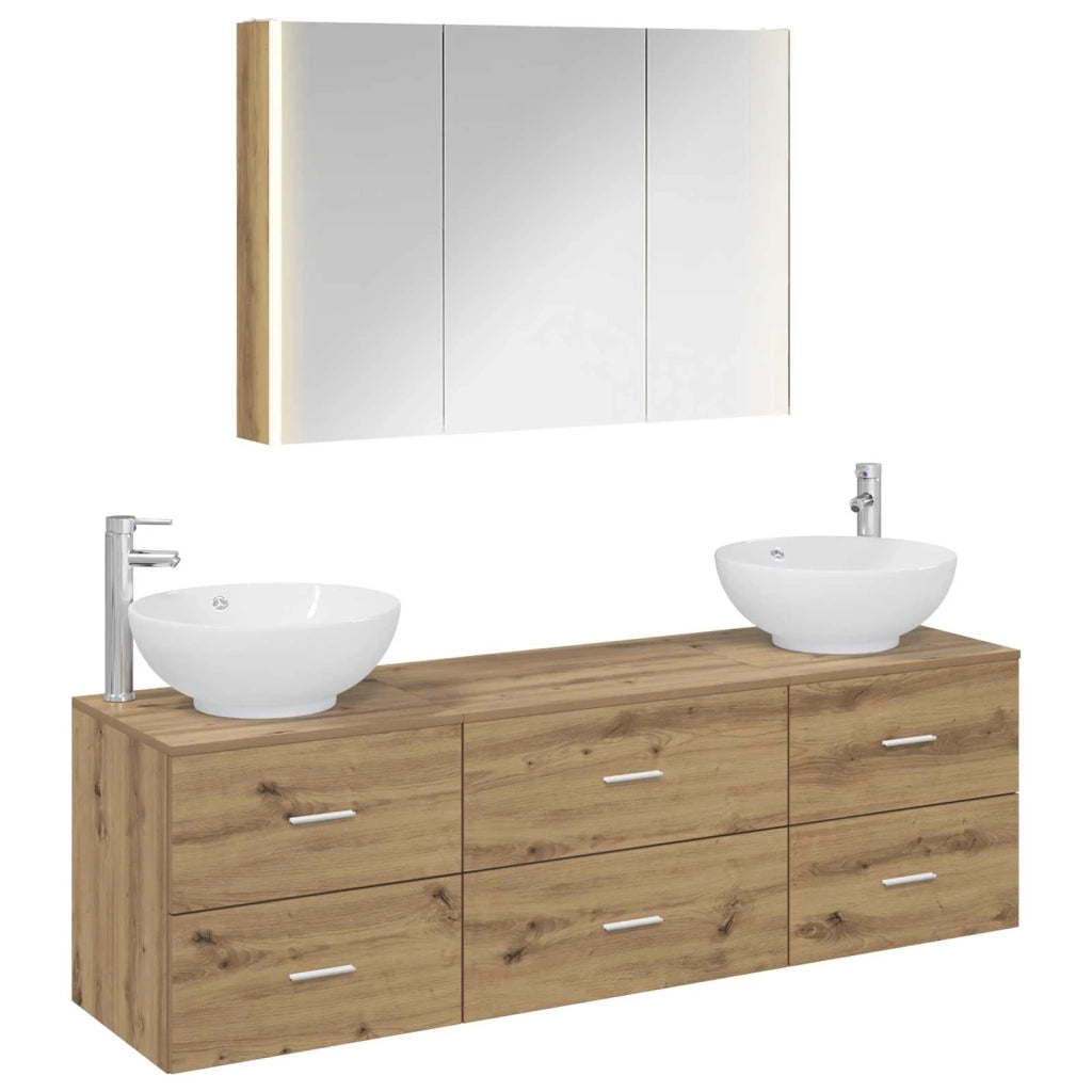 Set di mobili per il bagno 4 pcs Rovere Artigianale 3406950