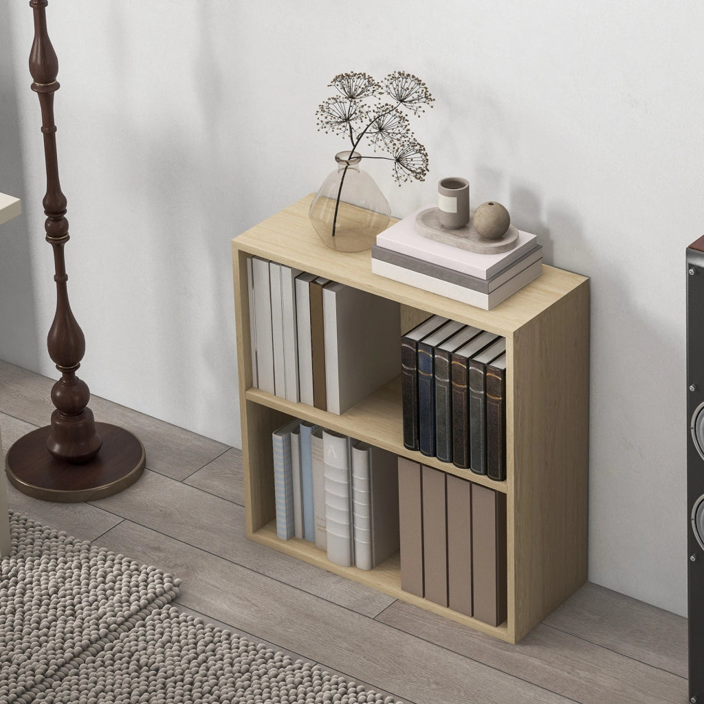 Libreria scaffale 2 scomparti ripiano regolabile ¨C Xylo ¨C legno naturale 60x24x63 cm