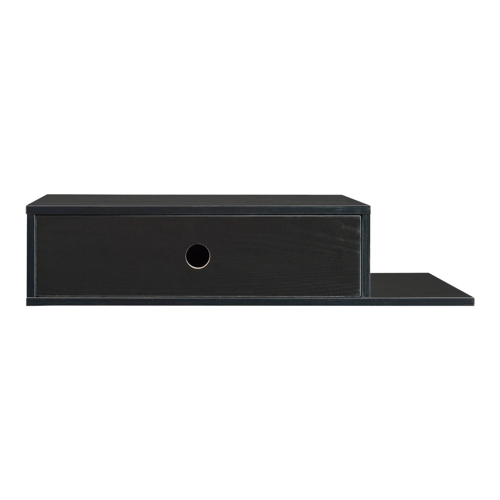 Mensola da Parete Stor con Cassetto Integrato e Ripiano Laterale - Nero [en.casa]