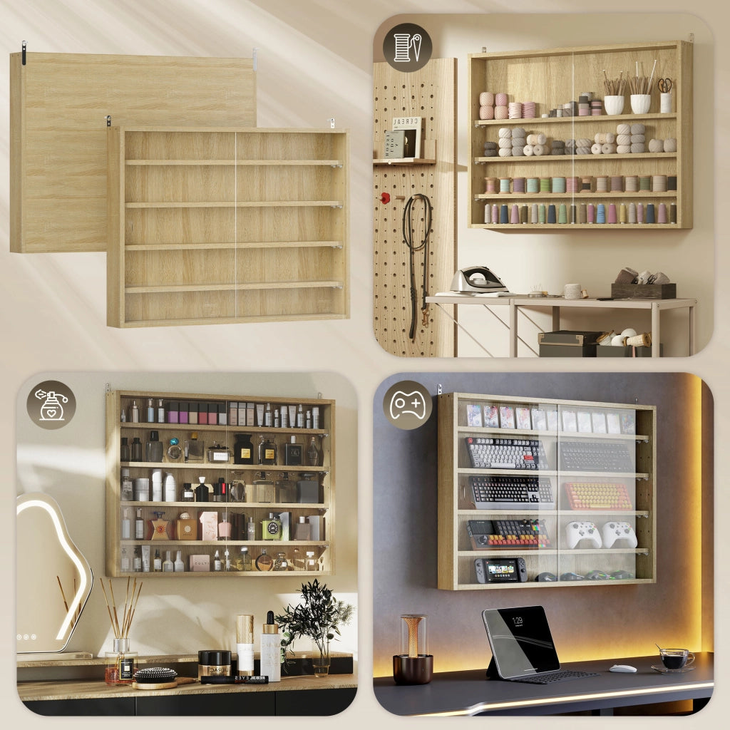 Libreria a muro con ante scorrevoli ¨C Minimal ¨C 80x60x9,5 cm rovere