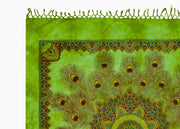 Telo Mare Spiaggia Grande Antisabbia Parasole Modello Batik Piuma - Piuma - Verde