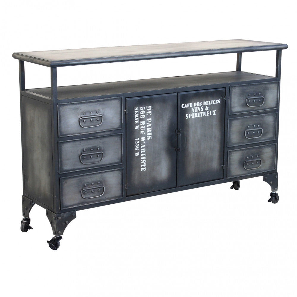 Mobile Emeric 132,5x37,5x82 h cm in Acciaio Grigio