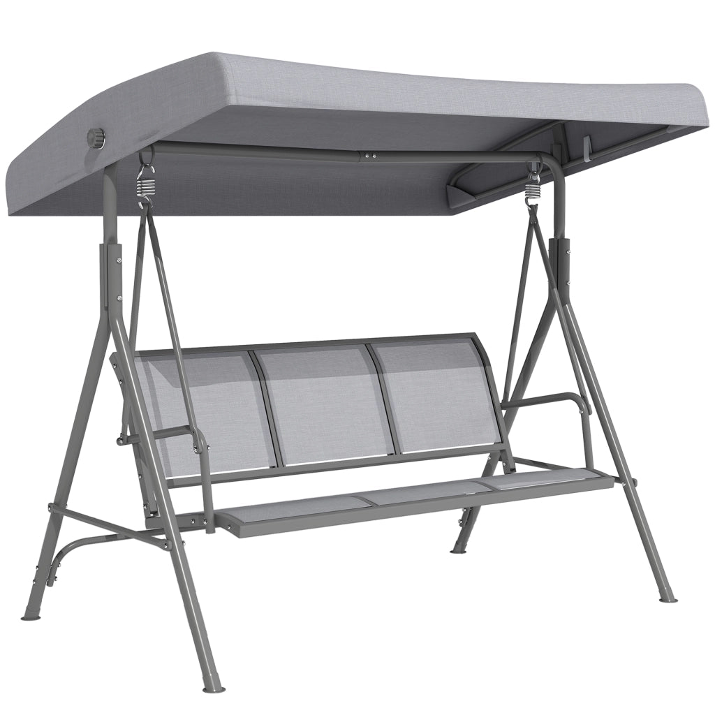 Dondolo 3 Posti da Giardino in Poliestere Grigio ¨C zephmum ¨C Poltrone Relax Esterno