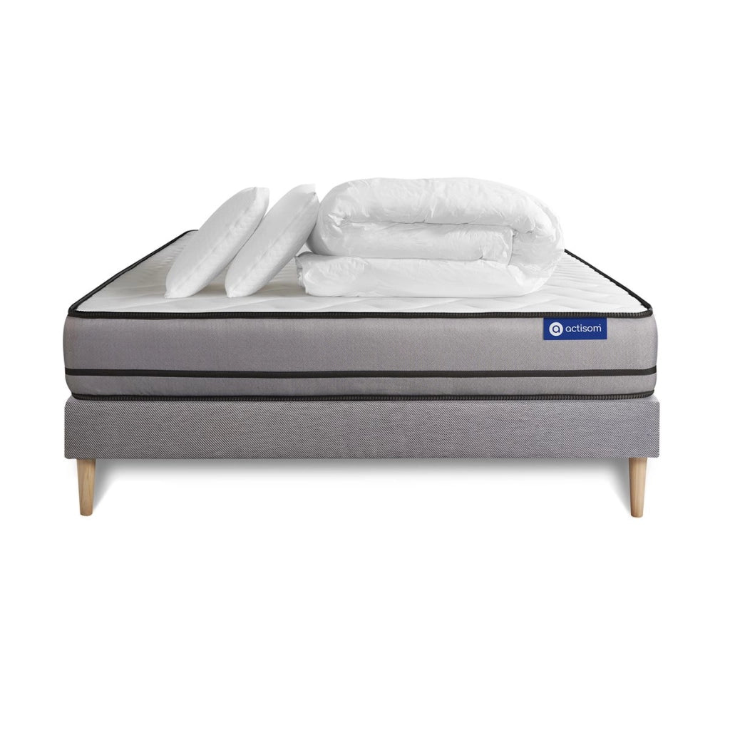 Pacchetto letto completo - Materasso 200x200cm + Box spring con doghe (kit) + 2 cuscini + Piumone - Actilatex Night