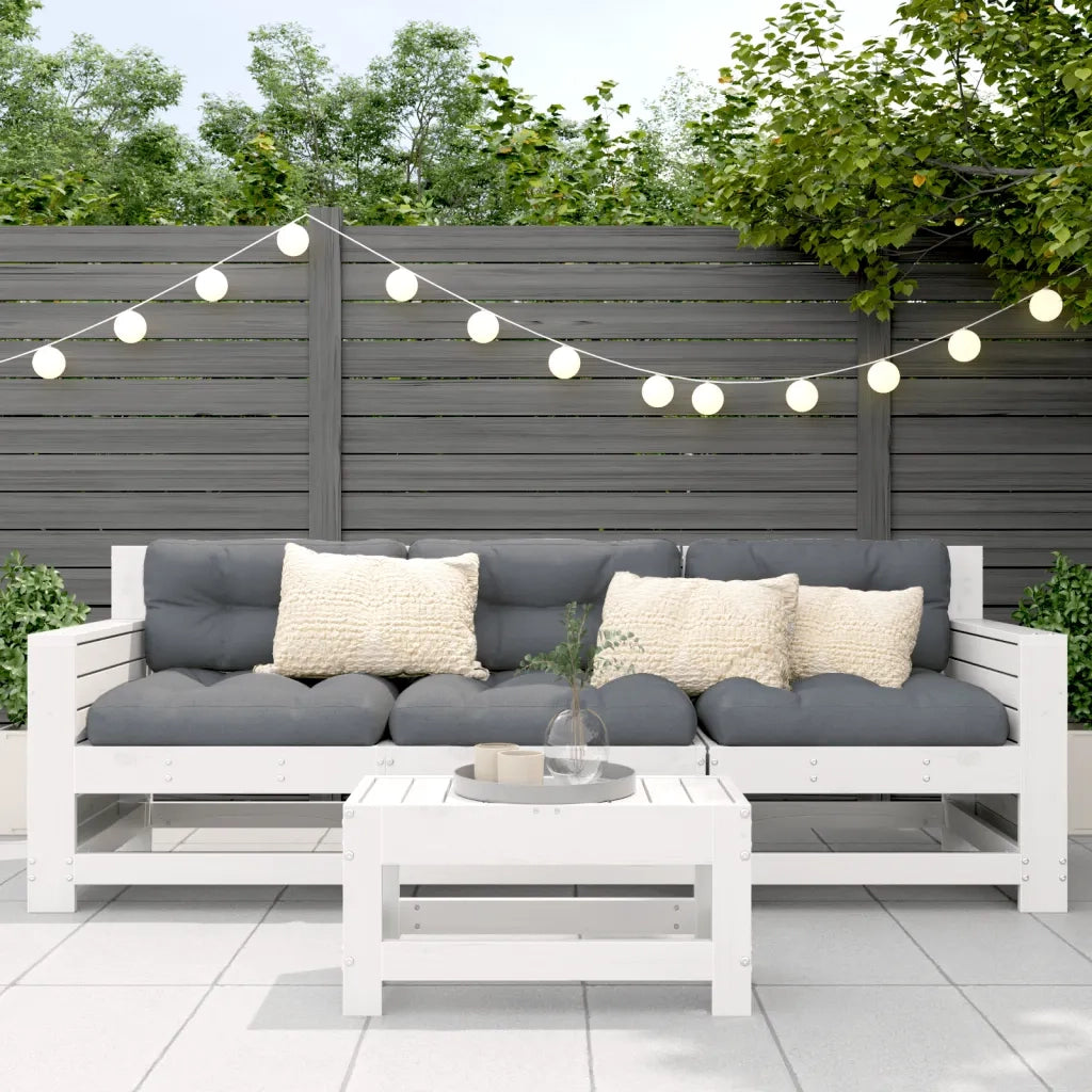 Sedia da giardino-Poggiapiedi da Giardino Bianco 62x30x32 cm Legno Massello Pino