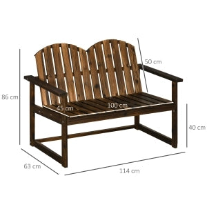 Panca Da Giardino 2 Posti In Legno Marrone 114 X 63 X 86 Cm Con Schienale E Braccioli