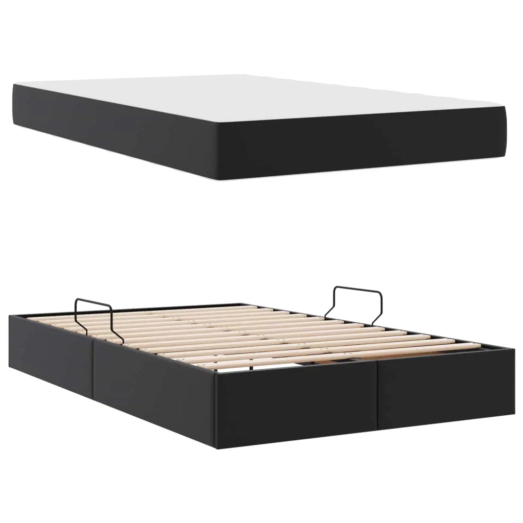 Letto con contenitore e materasso 2 pcs Nero Pelle 3399600