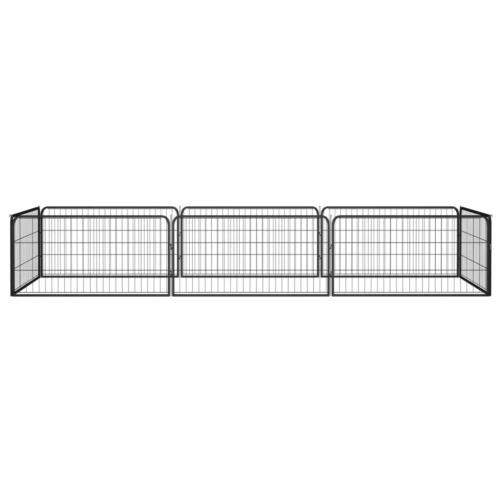 Box Cani 8 Pannelli Nero 100x50 cm Acciaio Verniciato Polvere CFW4413645