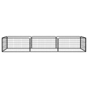 Box Cani 8 Pannelli Nero 100x50 cm Acciaio Verniciato Polvere CFW4413645