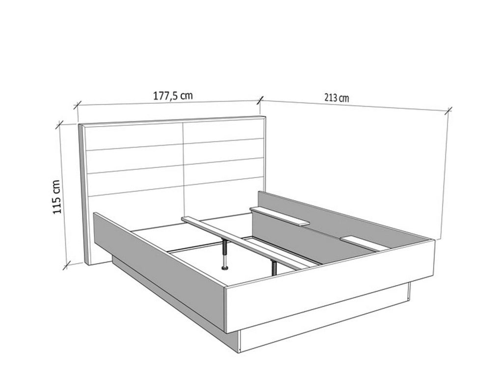 Letto Matrimoniale Tirso, Letto Matrimoniale Dimensione Materasso 160x200 cm, Marrone Rovere