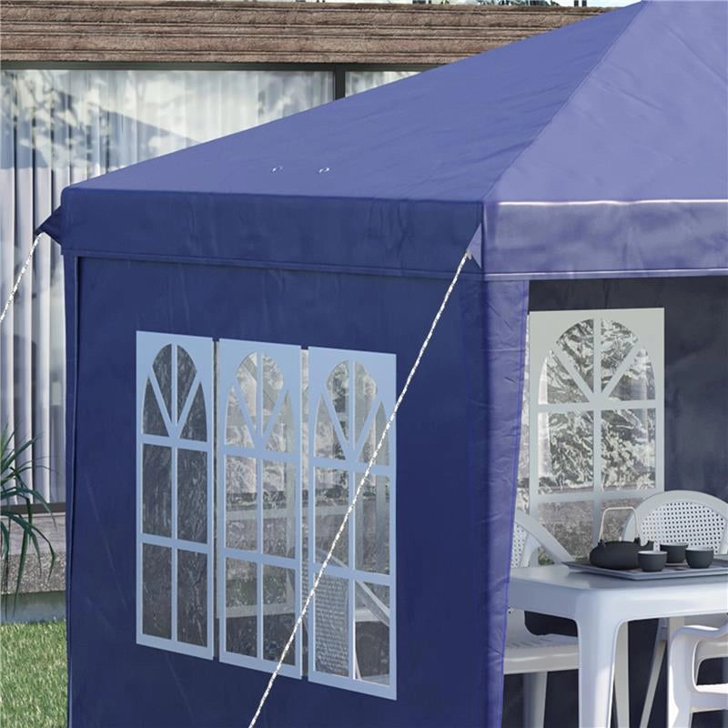 GAZEBO DA GIARDINO 6X3 M REGOLABILE IN ALTEZZA CON PARETI REMOVIBILI, IN ACCIAIO E POLIESTERE, BLU