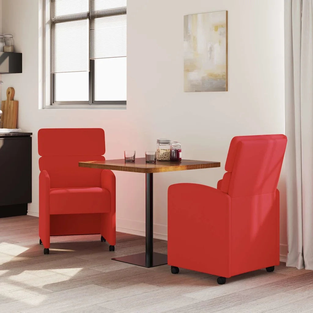 Sedie da Pranzo con Ruote con ruote 2 pcs Rosso 58 x 65 x 98 cm 42017888