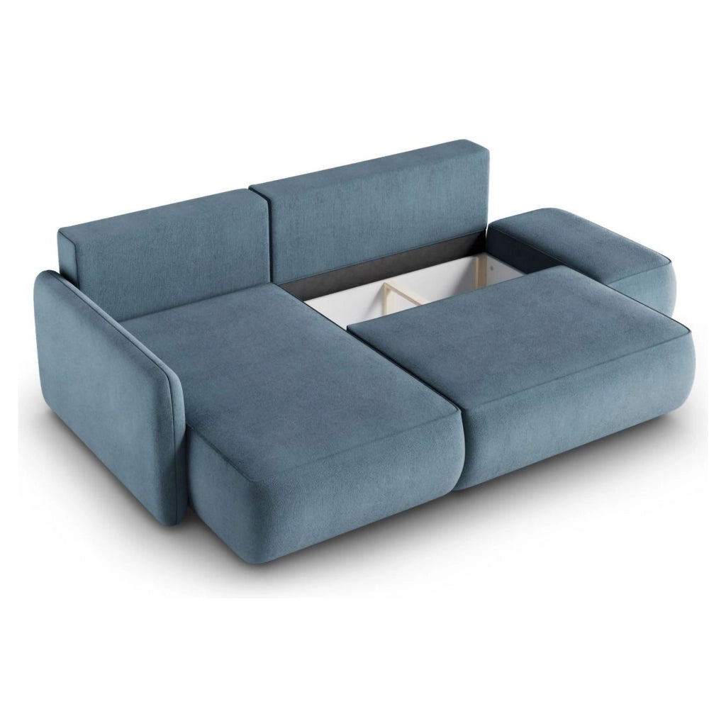 Rezzo, Divano Letto con Penisola Contenitore, 229x148 cm blu Petrolio