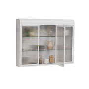 Pensile con 3 Ante in vetro; per Cucina Bagno Soggiorno; in Vetro e Metallo; Bianco