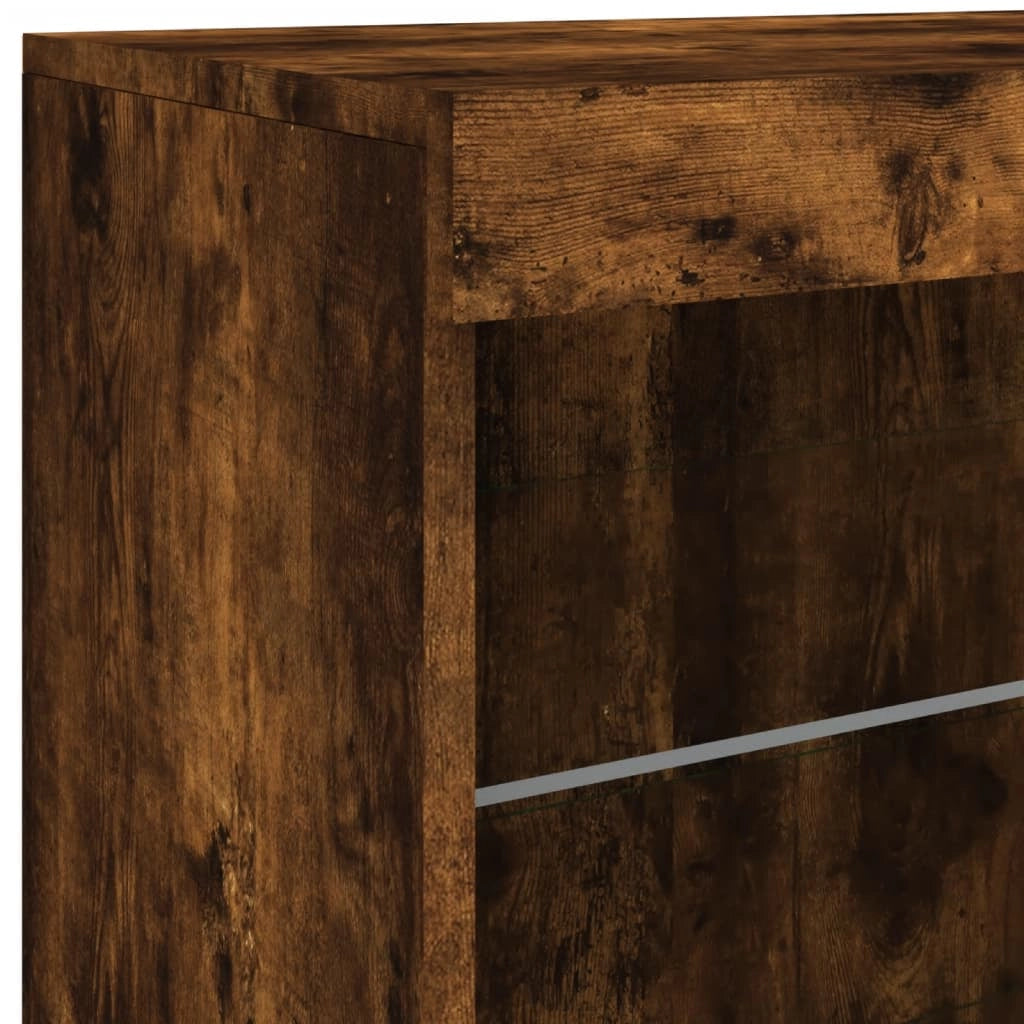 Credenza cassettiera armadio mobile contenitore organizer per cucina soggiorno salotto con luci LED 60,5 x 37 x 67 cm marrone 02_0029889