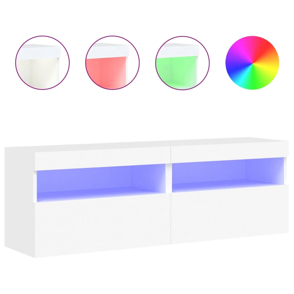 Mobili TV a Parete con Luci LED 2pz Bianchi 60x30x40 cmcod mxl 86152
