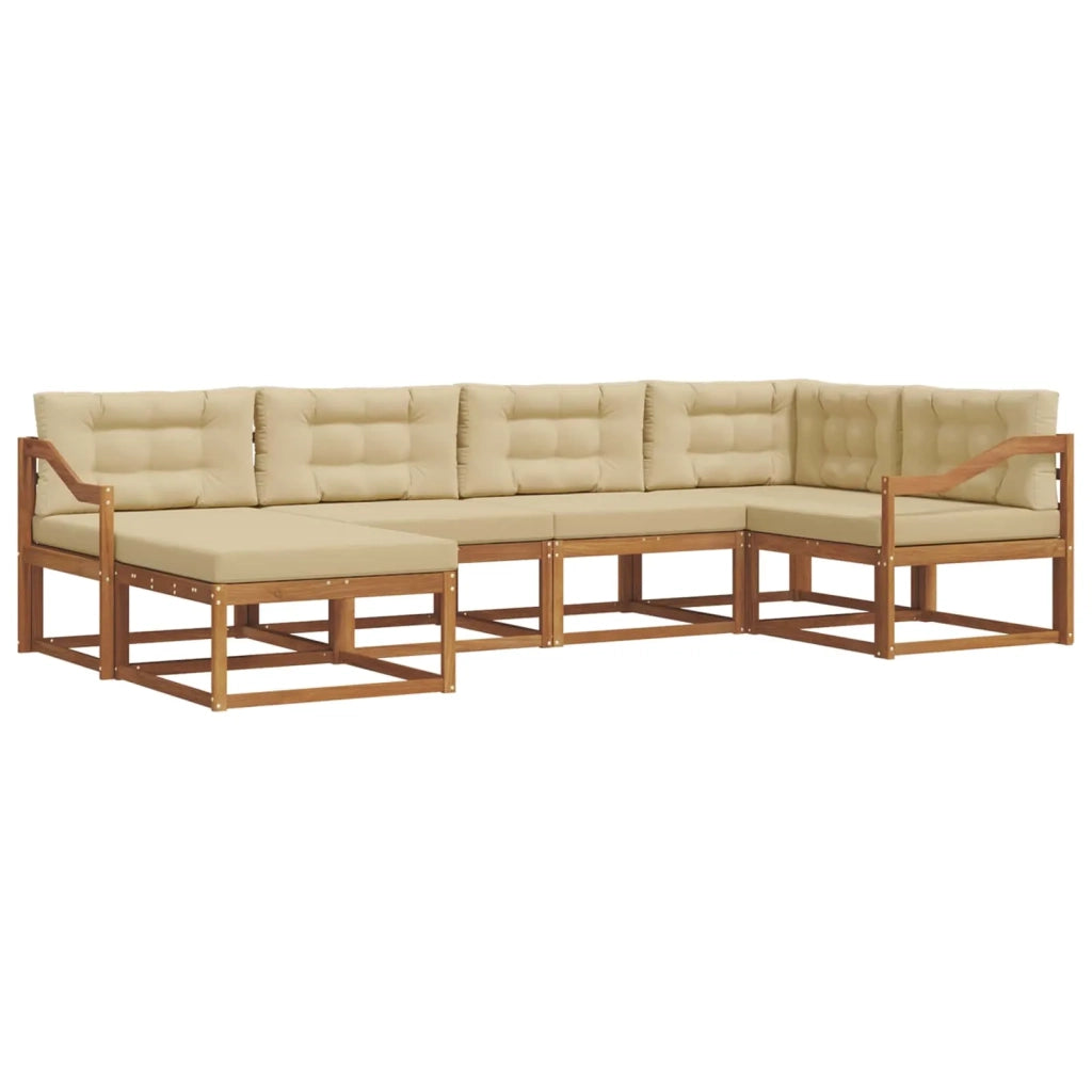 Set di divani da esterno con cuscino 6 pcs Naturale e Beige 3367841