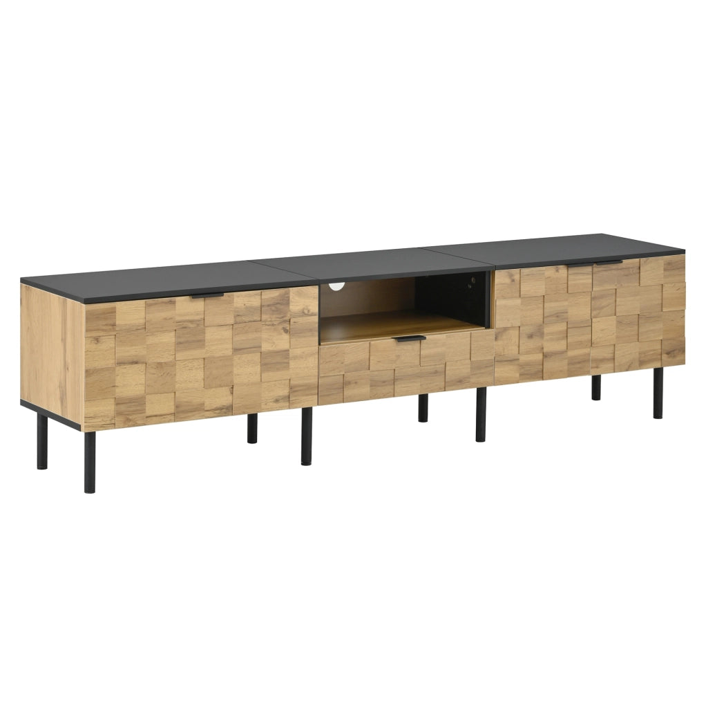 Mobile TV 170x35x44.5 cm con 2 ante; cassetto e vano aperto in pannello truciolare naturale