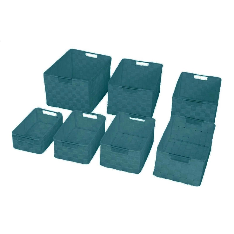 Cassetto poliestere 1-7 verde acqua rettangolare cm 38x28h21