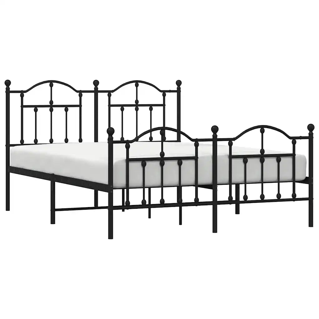 Giroletto con Testiera e Pediera-Struttura Letto Metallo Nero 135x190 cm 827851