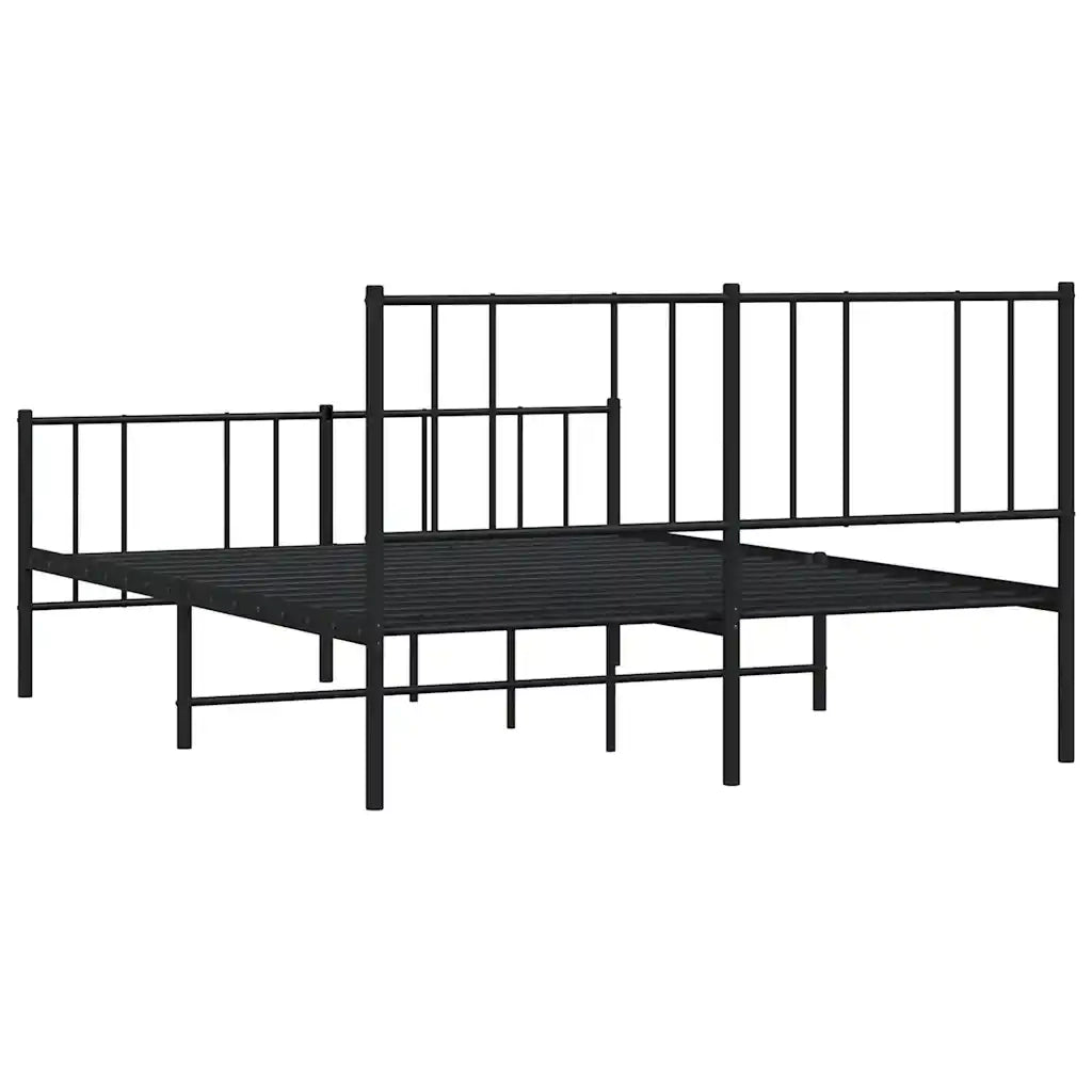 Giroletto con Testiera e Pediera-Struttura Letto Metallo Nero 140x190 cm 372872
