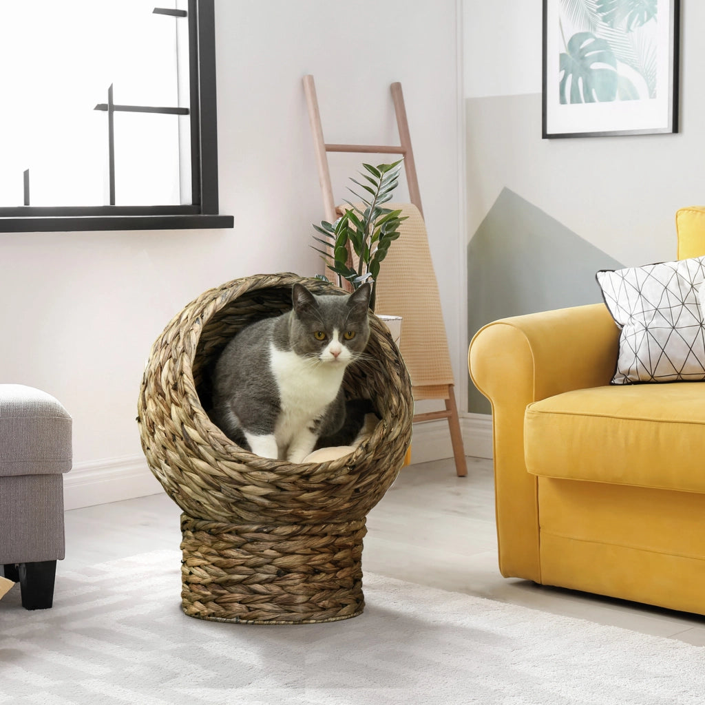 Letto per gatti in rattan con cuscino ¨C zephmum ¨C 40x37x51 cm