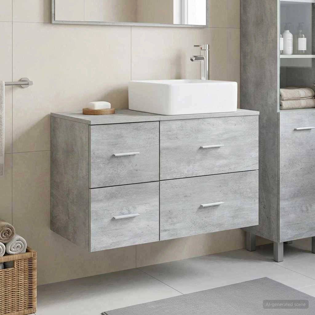 Set di mobili per il bagno 2 pz Grigio Cemento 3403963