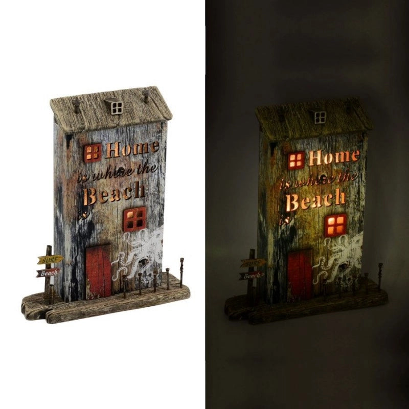 Decorazione mare casa legno polipo con led cm22x6,5h27