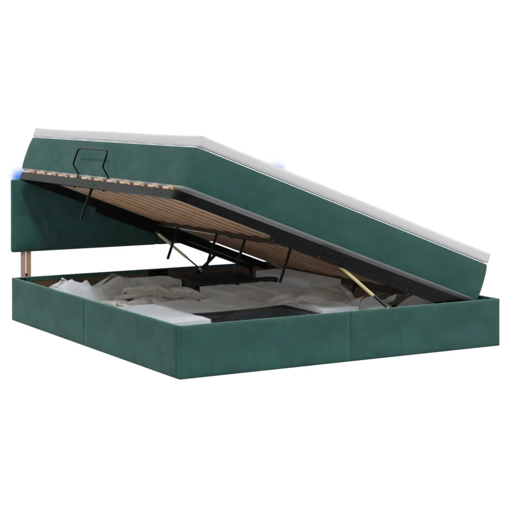 Letto con contenitore LED e materasso Verde Scuro 160 x 200 cm 3459261