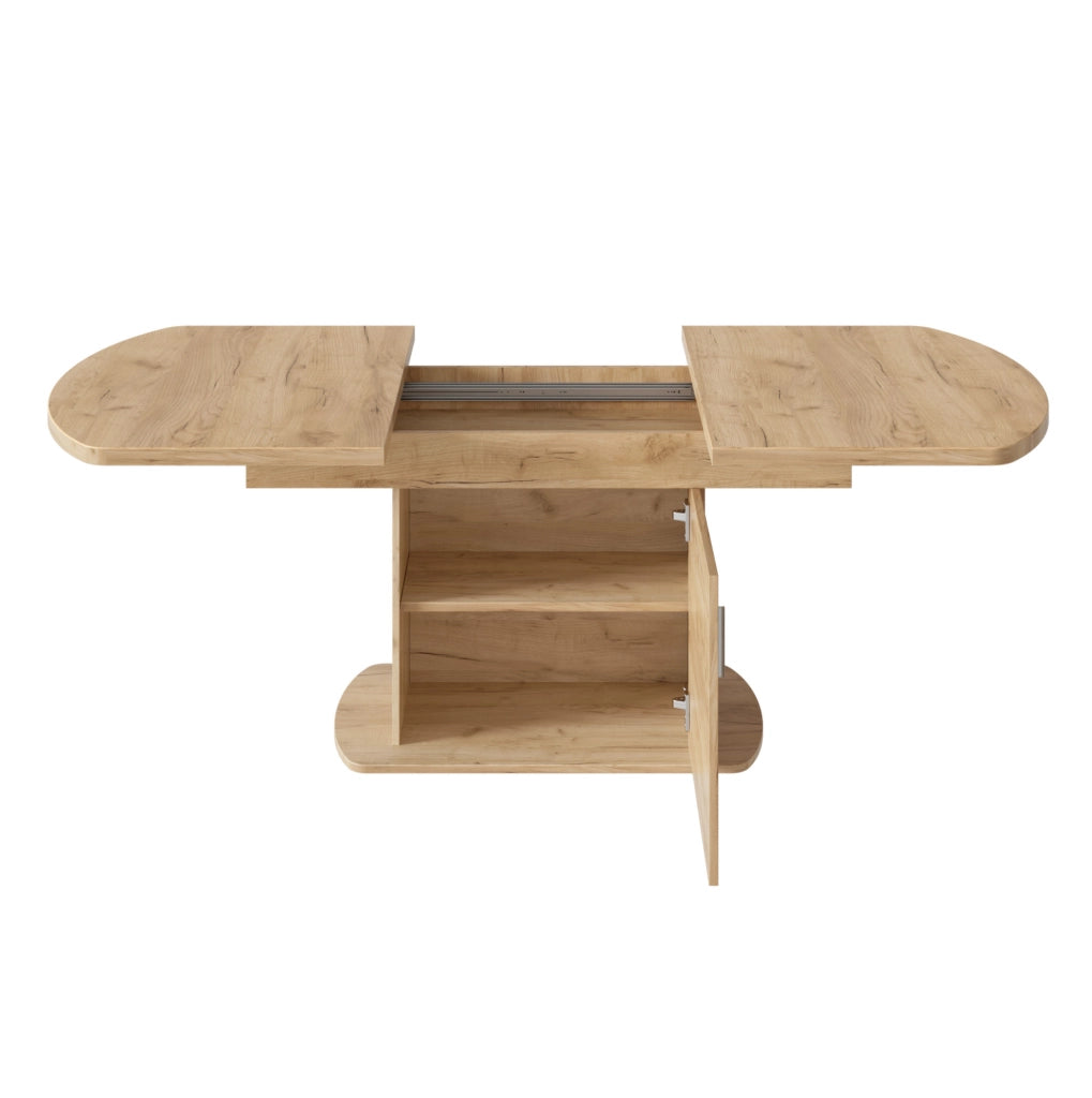 Tavolo da pranzo allungabile 140/200x80x75 cm con vani contenitore in truciolare naturale