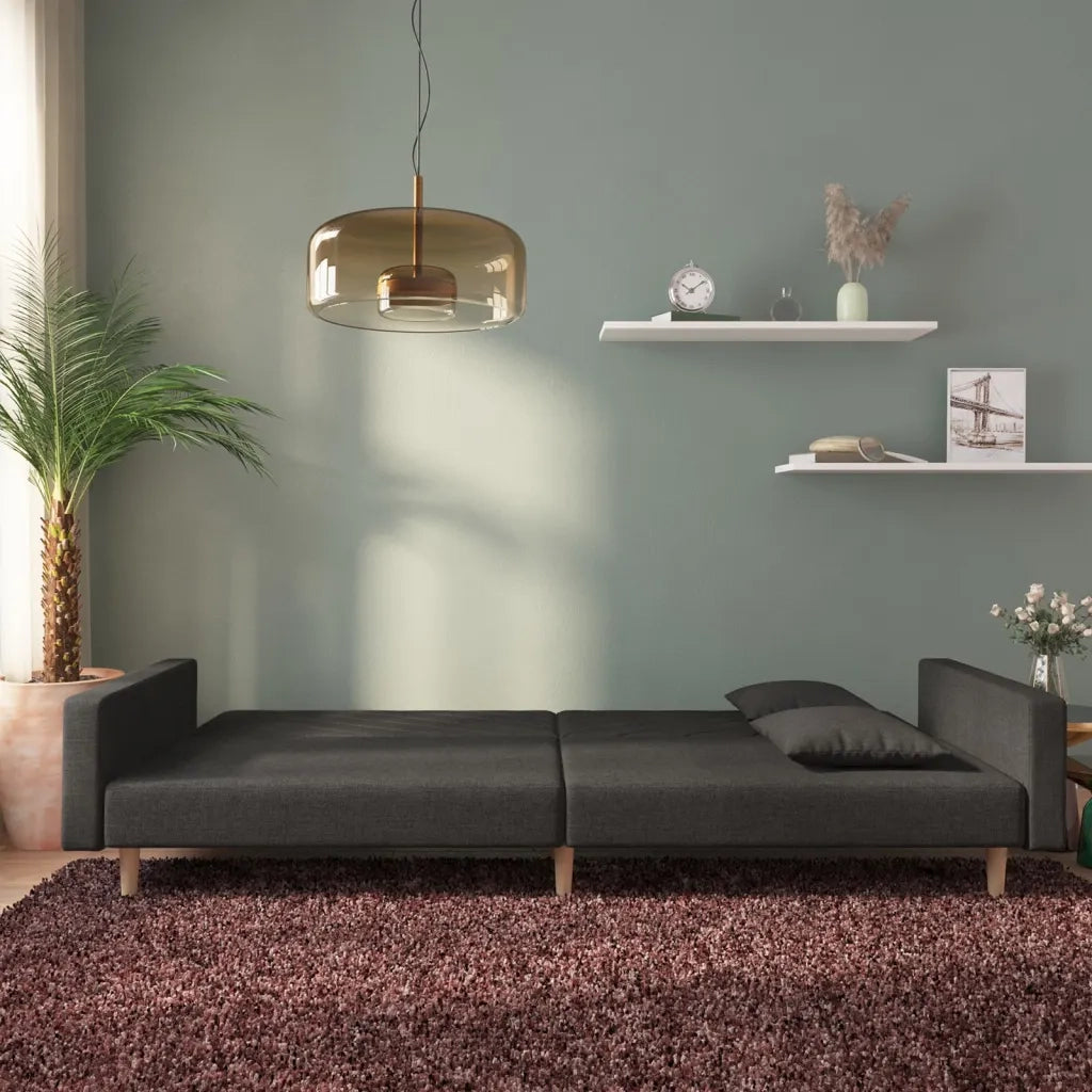 Divano letto | Sof¨¤ letto | Letto singolo a 2 Posti con 2 Cuscini Nero in Tessuto