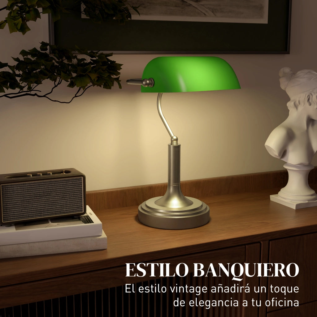Lampada da Tavolo Banquier ¨C Xylo ¨C E27 verde con paralume regolabile