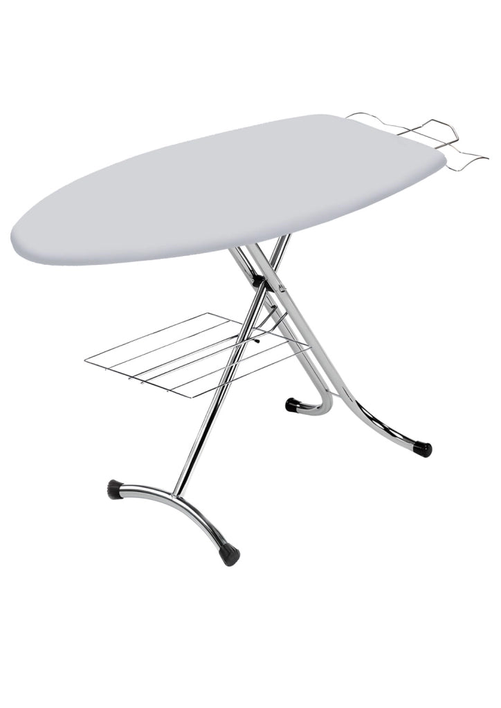 Asse da Stiro Rugby Profi 125x46 cm Salvaspazio Ampia Area con Ripiano Sottostante Gambe Triple in Acciaio
