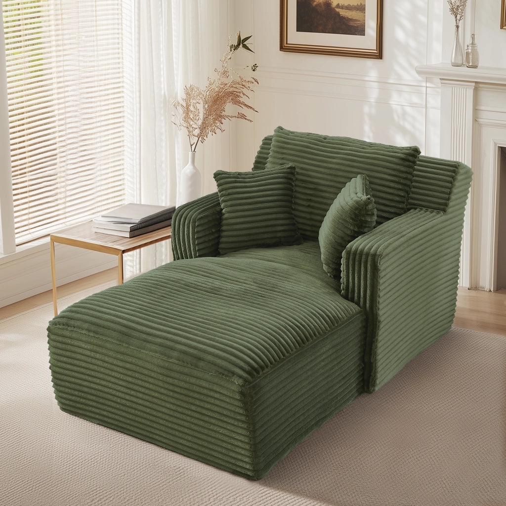 DIVANO Chaise longue in velluto a coste verde
