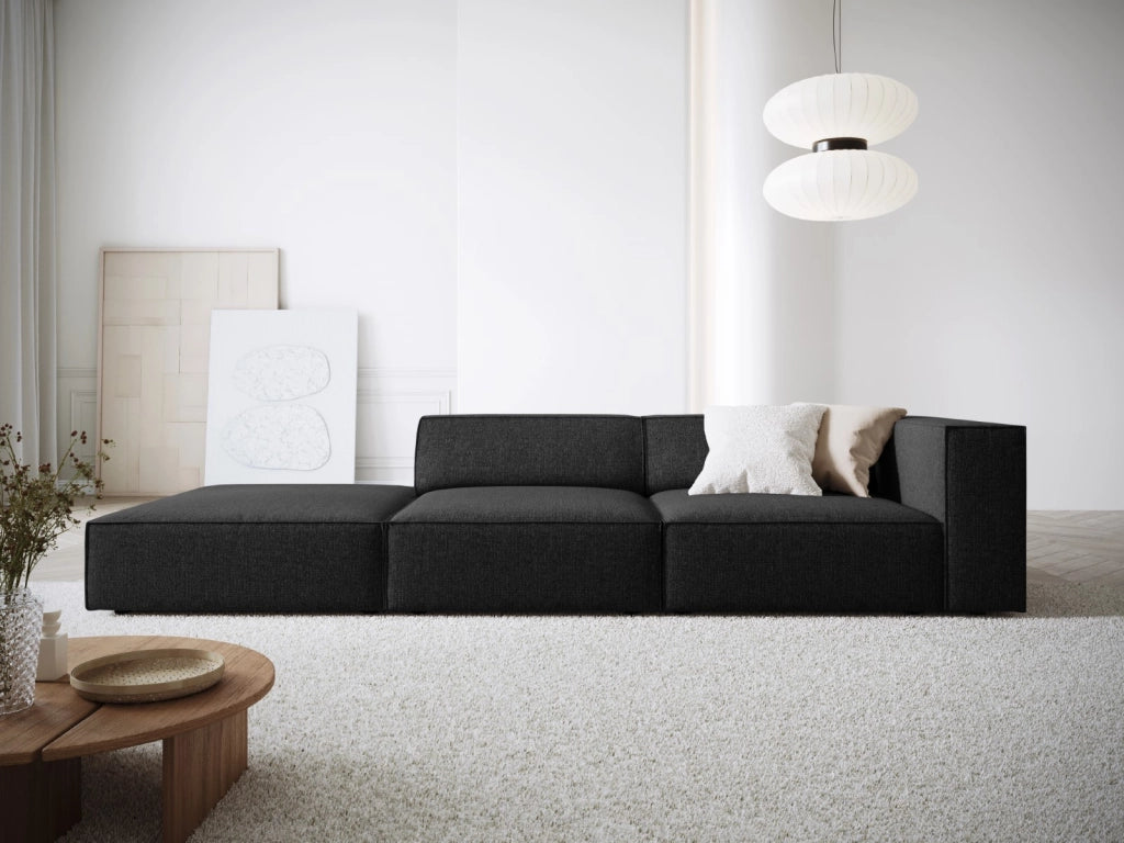 Cosmopolitan Design - Divano sinistro "Arendal" 4 posti in ciniglia nero 