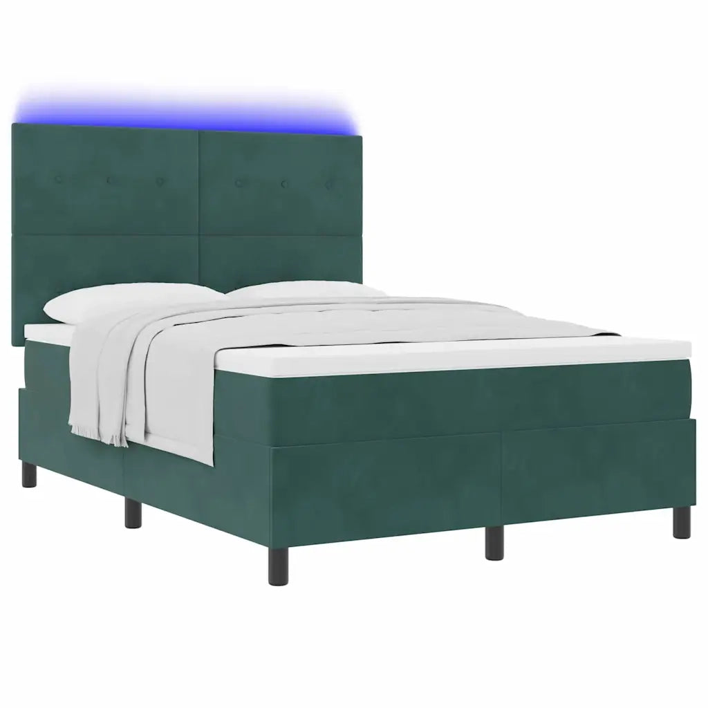 Letto a Sorgente LED Verde Scuro 140 x 190 cm Velluto 3343313