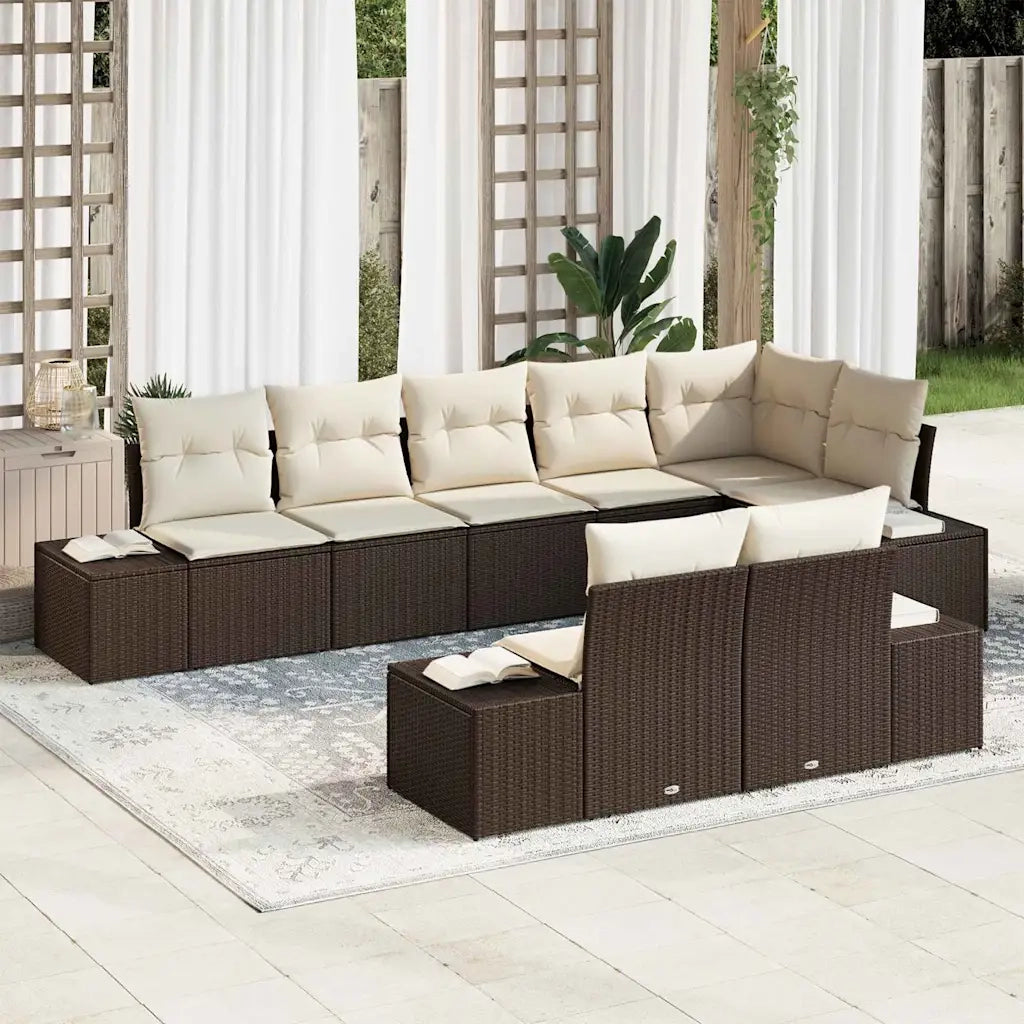 Set Divano da Giardino 8 pcs Marrone e Crema polyrattan 3347108