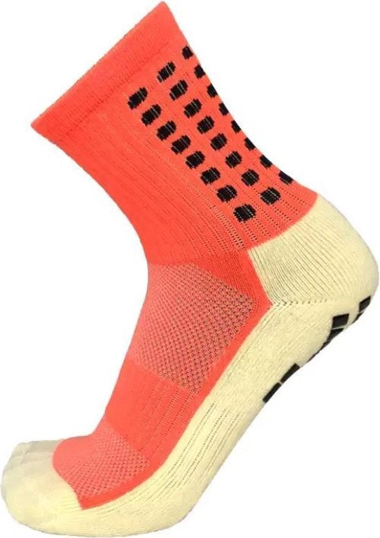 Sokker di gara per calcio arancione - sportsokker - grip - unico taglia - anti blister - compressione - miglioramento prestazioni - tennis - corsa - pallamano - attività sportive - fitness