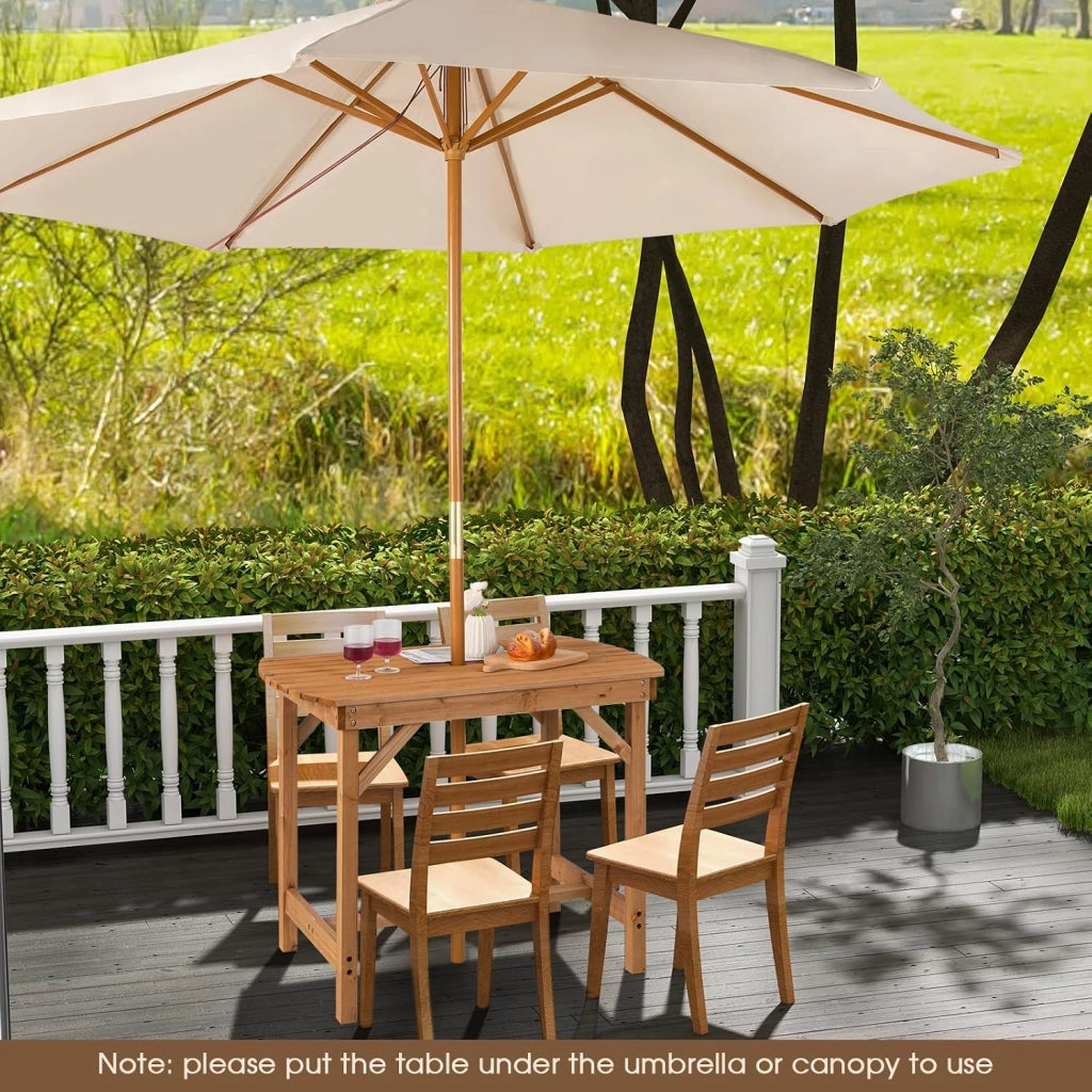 Tavolo Pranzo da Giardino in Legno, con Foro per Ombrellone, per 4-6 Persone, Giardino Patio Cortile, 100 x 60 x 75 cm, Portata 180 kg