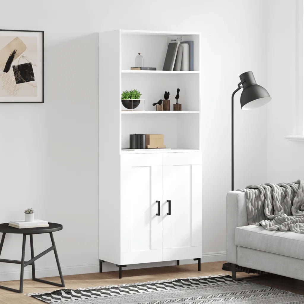 Credenza | Madia | Buffet da pranzo | Armadio da pranzo Bianca 69,5x34x180 cm in Legno Multistrato
