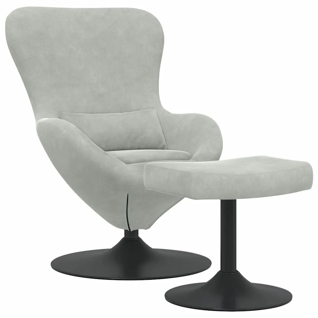 Sedia Egg con Pouf Grigio chiaro Velluto 42002744