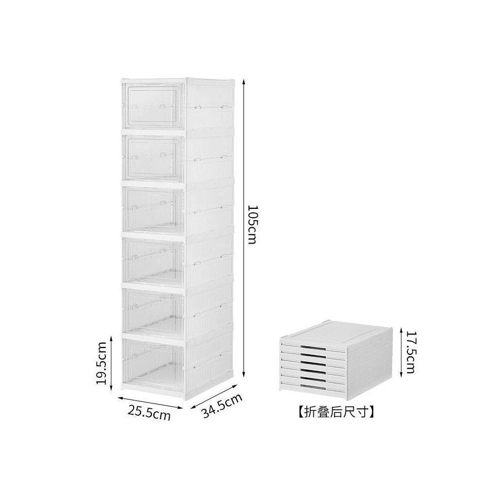 Trade Shop - Scarpiera Pieghevole Impilabile E Comninabile A 6 Ripiani Antipolvere 105x34x25 -