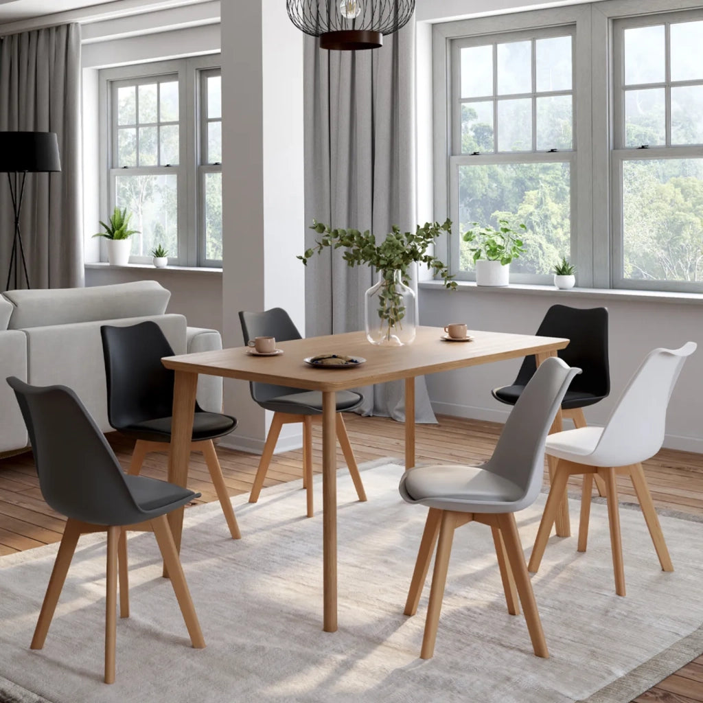 IDMarket - Set di 6 sedie SARA in mix cromatico grigio chiaro, bianco, 2 grigio scuro, 2 nero